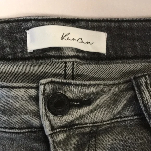 Kancan bermuda shorts 9/28 gray fringed hem stretch distressed 10” inseam - Picture 6 of 9